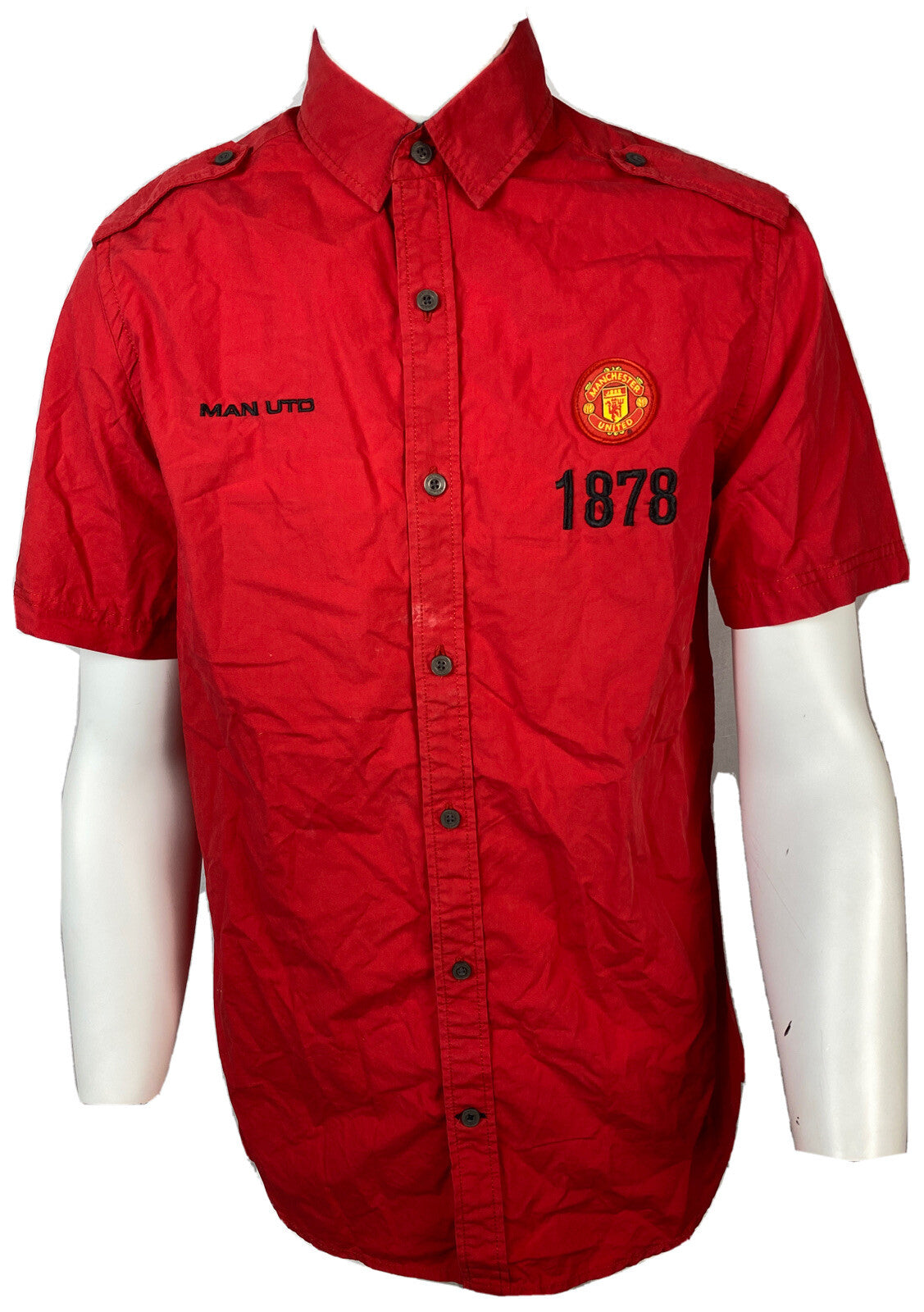 Manchester United Football Club Button Up Short Sleeve Shirt Size Small F470