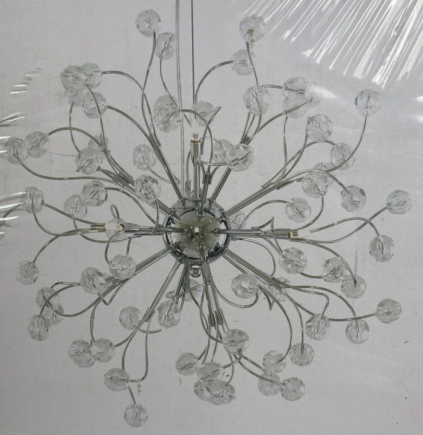 Searchlight Plastic Crystal Look Pendant Chrome Finish With Globes Included New