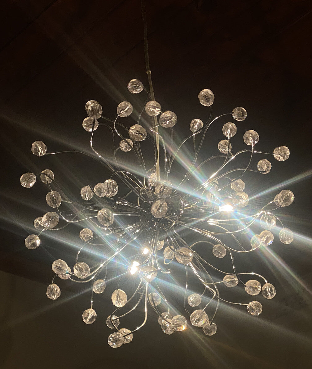 Searchlight Plastic Crystal Look Pendant Chrome Finish With Globes Included New