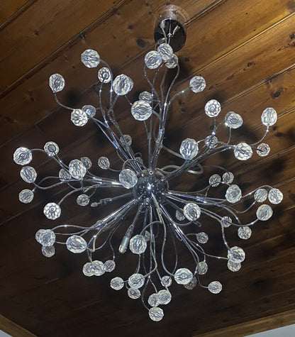 Searchlight Plastic Crystal Look Pendant Chrome Finish With Globes Included New