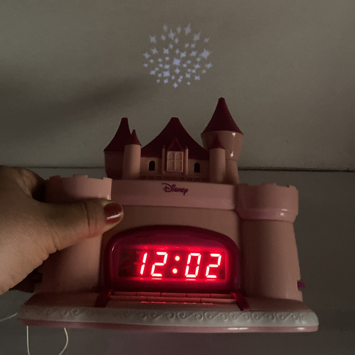 Disney Princess Alarm AM/FM Clock Radio Pink Castle Tested Working 3179
