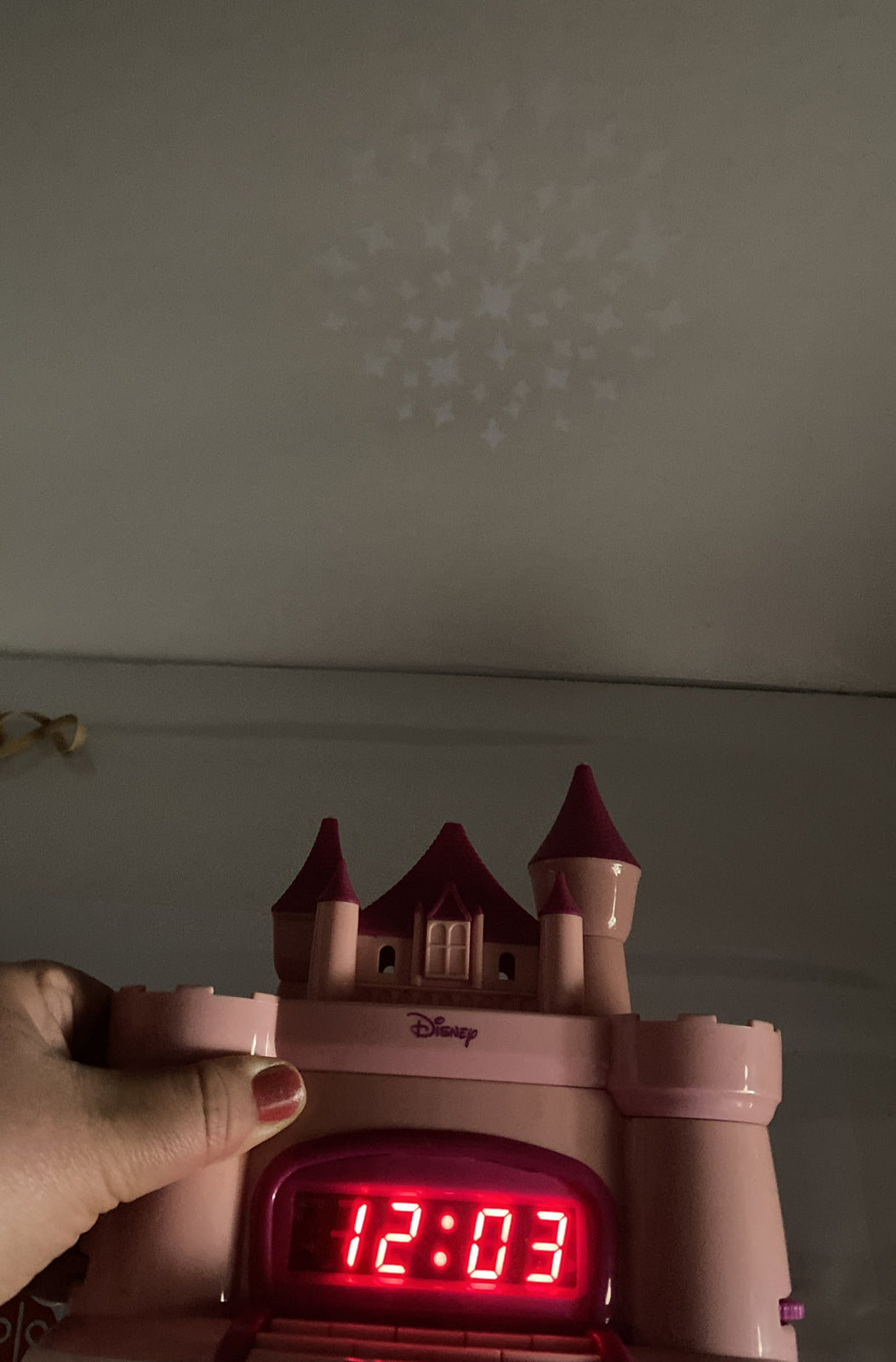 Disney Princess Alarm AM/FM Clock Radio Pink Castle Tested Working 3179