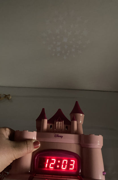 Disney Princess Alarm AM/FM Clock Radio Pink Castle Tested Working 3179