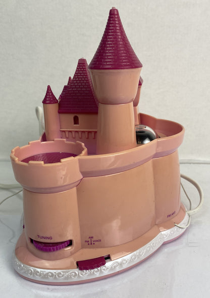 Disney Princess Alarm AM/FM Clock Radio Pink Castle Tested Working 3179