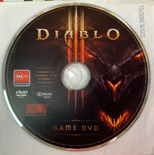 Diablo 3 PC Disc Only Game No Install Key 1036