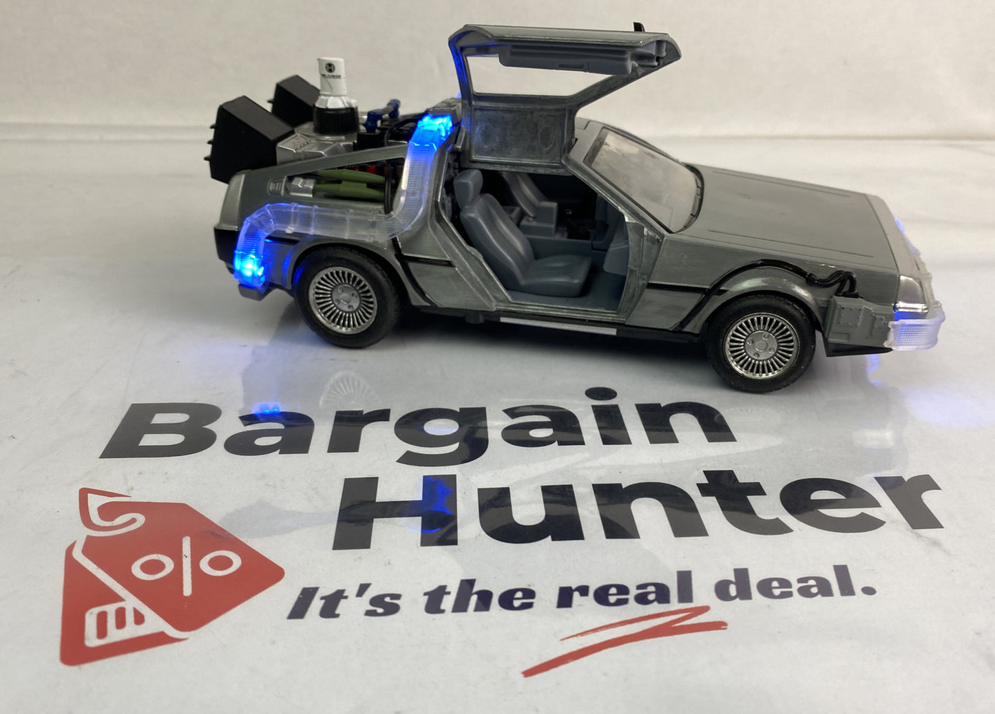 JADA BACK TO THE FUTURE TIME MACHINE LIGHT UP LIGHTS DIE-CAST 1/24 SCALE In VGC