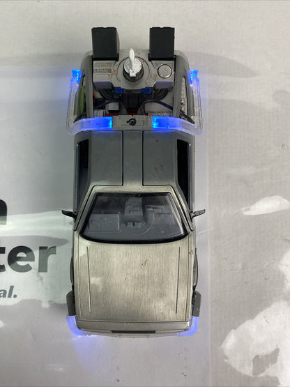 JADA BACK TO THE FUTURE TIME MACHINE LIGHT UP LIGHTS DIE-CAST 1/24 SCALE In VGC