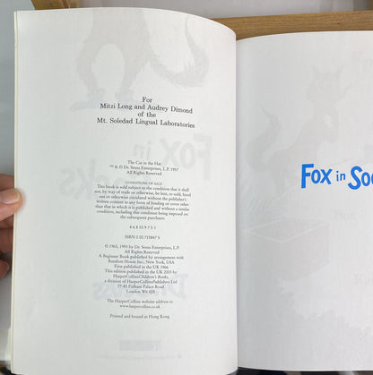 Fox In Socks Author Dr. Seuss 100th Edition In Good Condition