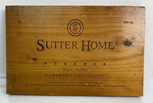 Sutter Home 1991 Reserve Napa Valley Cabernet Sauvignon Timber Sign In VGC 3247