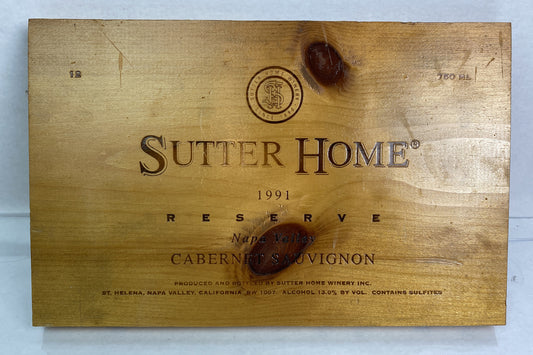 Sutter Home 1991 Reserve Napa Valley Cabernet Sauvignon Timber Sign In VGC 3249
