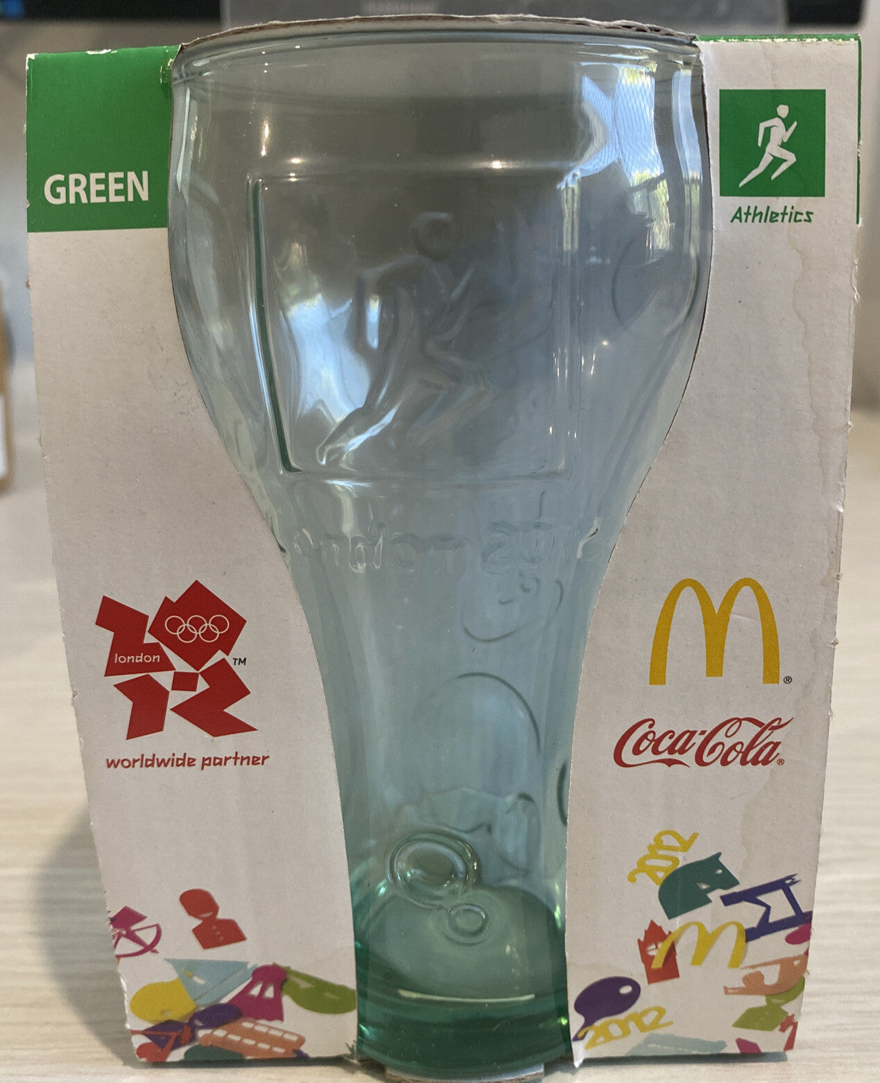 Mcdonald's Coca Cola London Olympics 2012 Glass Cup Green Colour Brand New