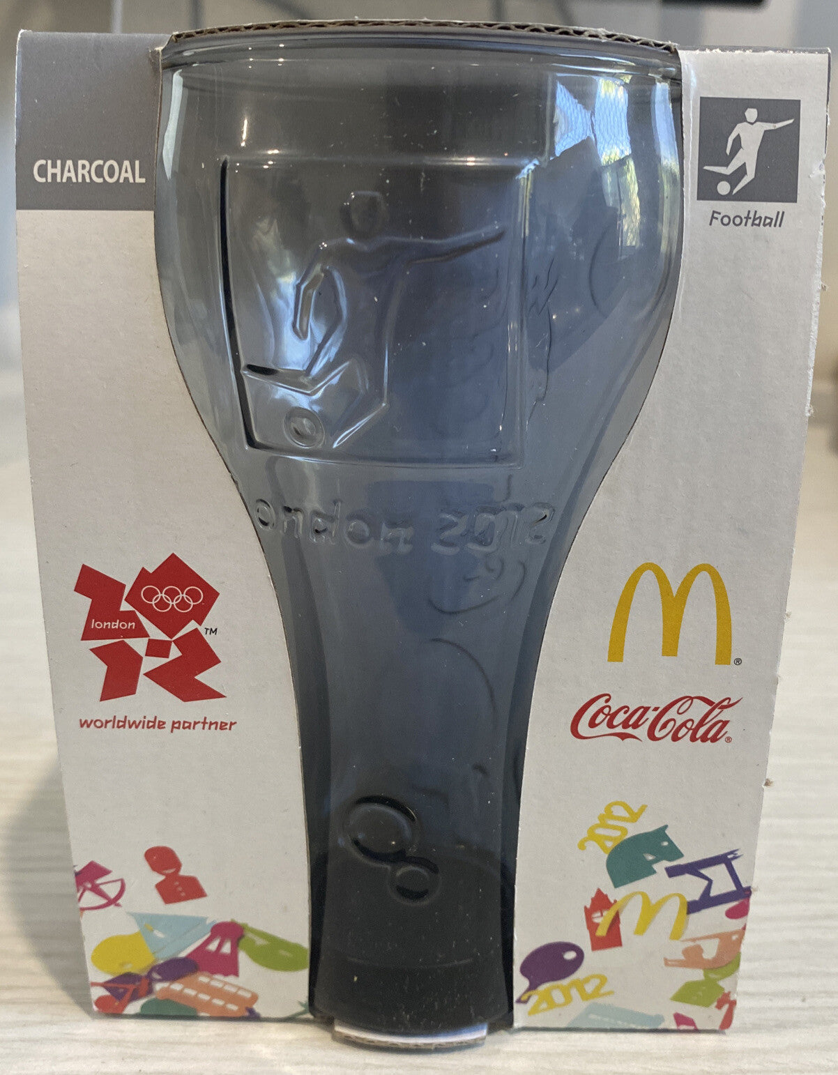 Mcdonald's Coca Cola London Olympics 2012 Glass Cup Charcoal Colour Brand New