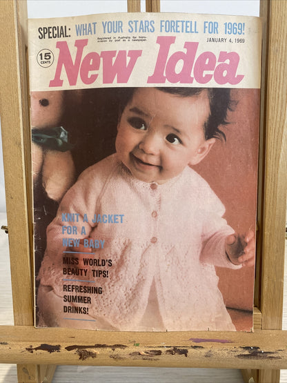 New Idea Magazine 1969 Knit Baby Jacket Heather Alistair Sinclair Leonie Robbins