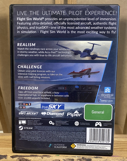 4225 Flight Sim World  PC Game In Good Condition