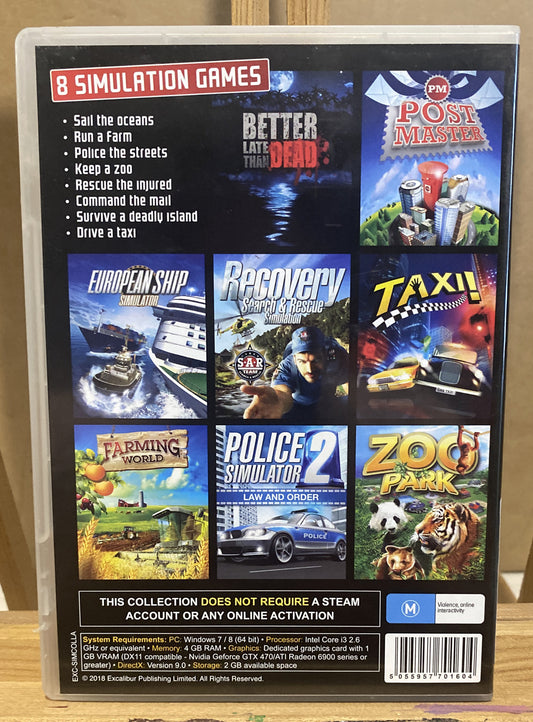 4231 Simul8 Collection 8 Simulation Games PC Game In Good Condition