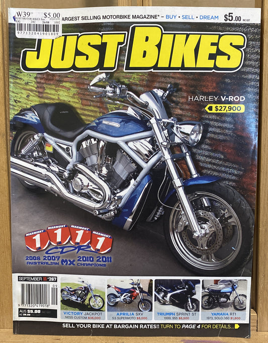Just Bikes September 2011 #267 Magazine In OK Condition