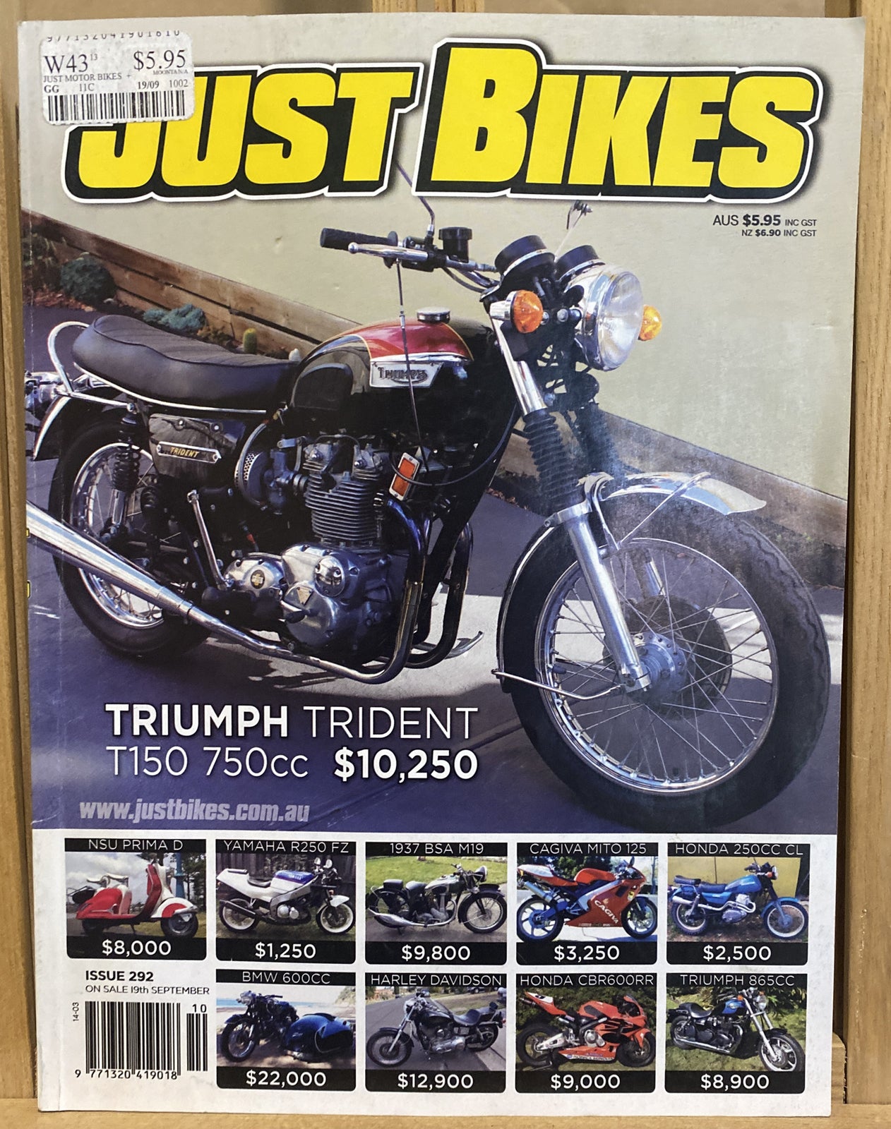 Just Bikes September 2010 #292 Magazine In Good Condition