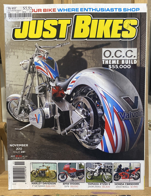 Just Bikes November 2012 #281 Magazine In Good Condition