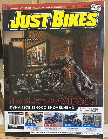 Just Bikes August 2010 #254 Magazine In Good Condition
