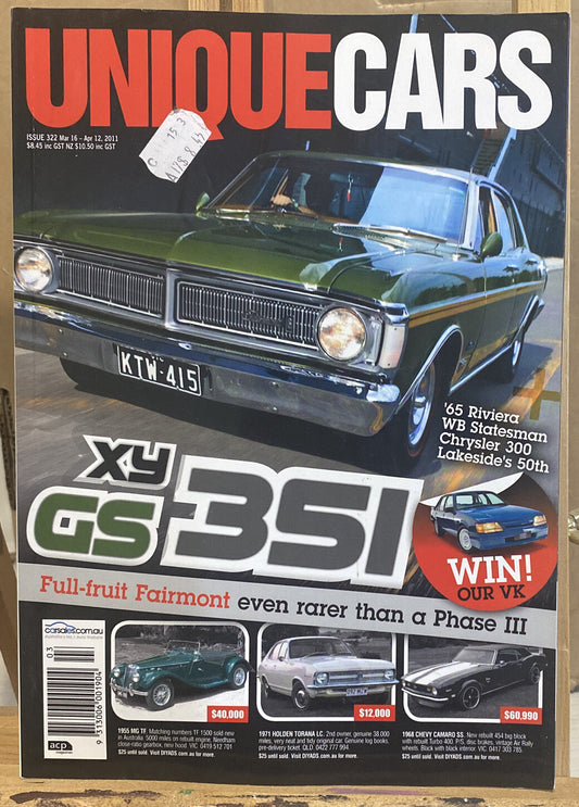Unique Cars March / April 2011 No 322 Magazine In Good Condition