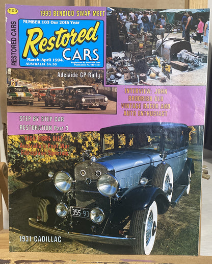 Restored Cars No 103 March / April 1994 Magazine In Good Condition