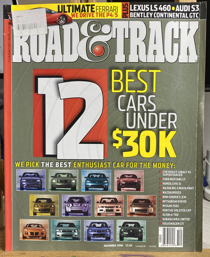 Road And Track December 2006 Magazine In Good Condition
