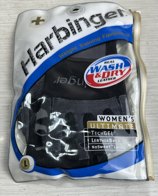 Gym Harbinger Women's Training Flexfit Glove Pair- Black Size - L New Old Stock