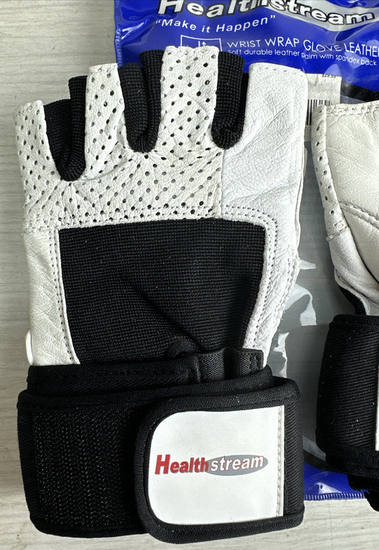 Gym Healthstream Glove Pair- Black/White Size - M New Old Stock