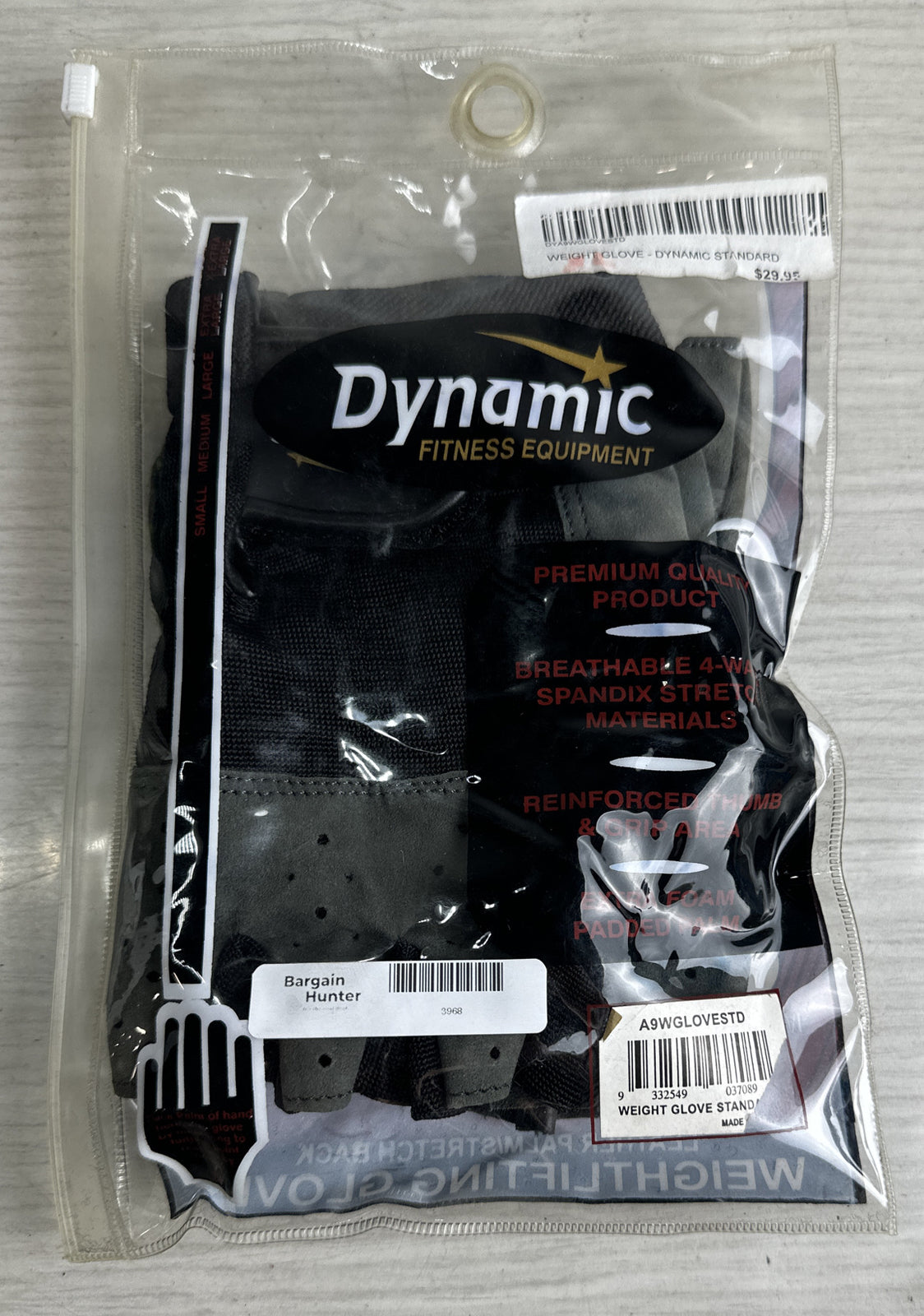 Gym Dynamic Glove Pair- Black Size - XL New Old Stock