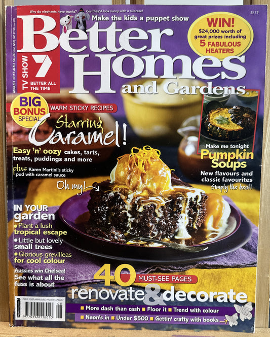 Better Homes and Gardens August 2013 Magazine In Good Condition