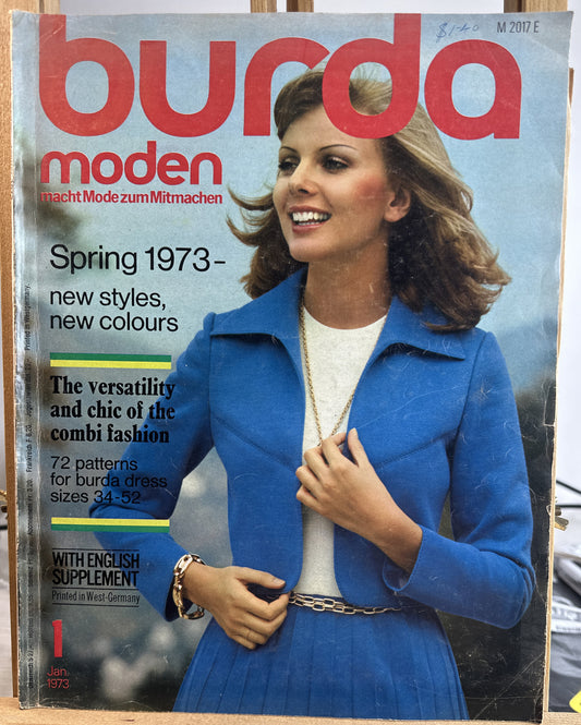BURDA Moden, Jan 1973, Sewing Magazine German, 70's Vintage In Good Condition