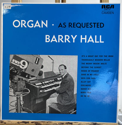 Organ as Requested, Barry Hall 30 cm Vinyl LP Record In Good Condition 5653