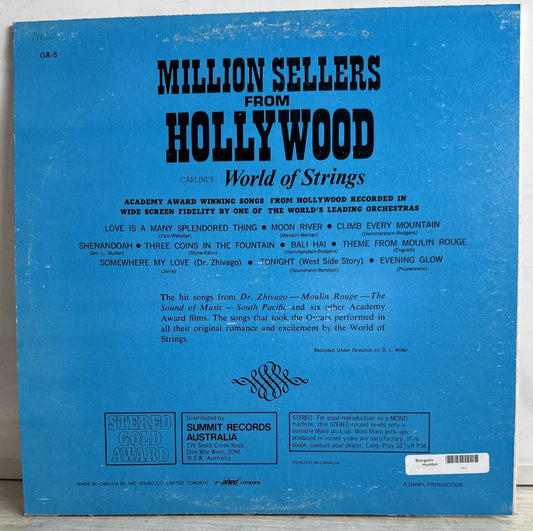 Carlini's World Of Strings ‎– Million Sellers From Hollywood - Record Vinyl LP