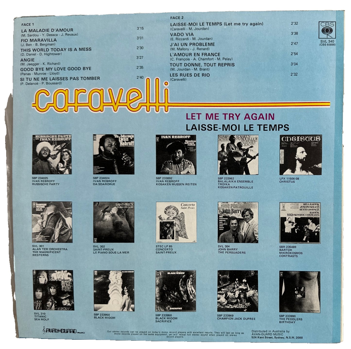 Let Me Try Again - Laisse-Moi Le Temps CARAVELLI - 12" Vinyl Record 3930