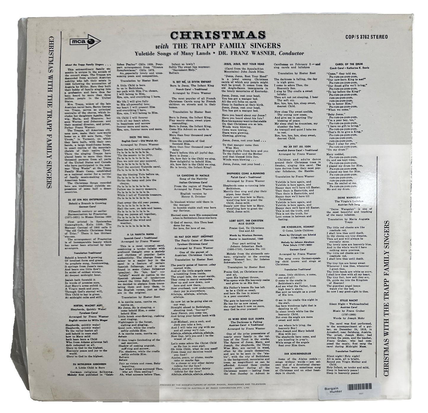 Christmas with the Trapp Family Singers  - 12" Vinyl Record 3927