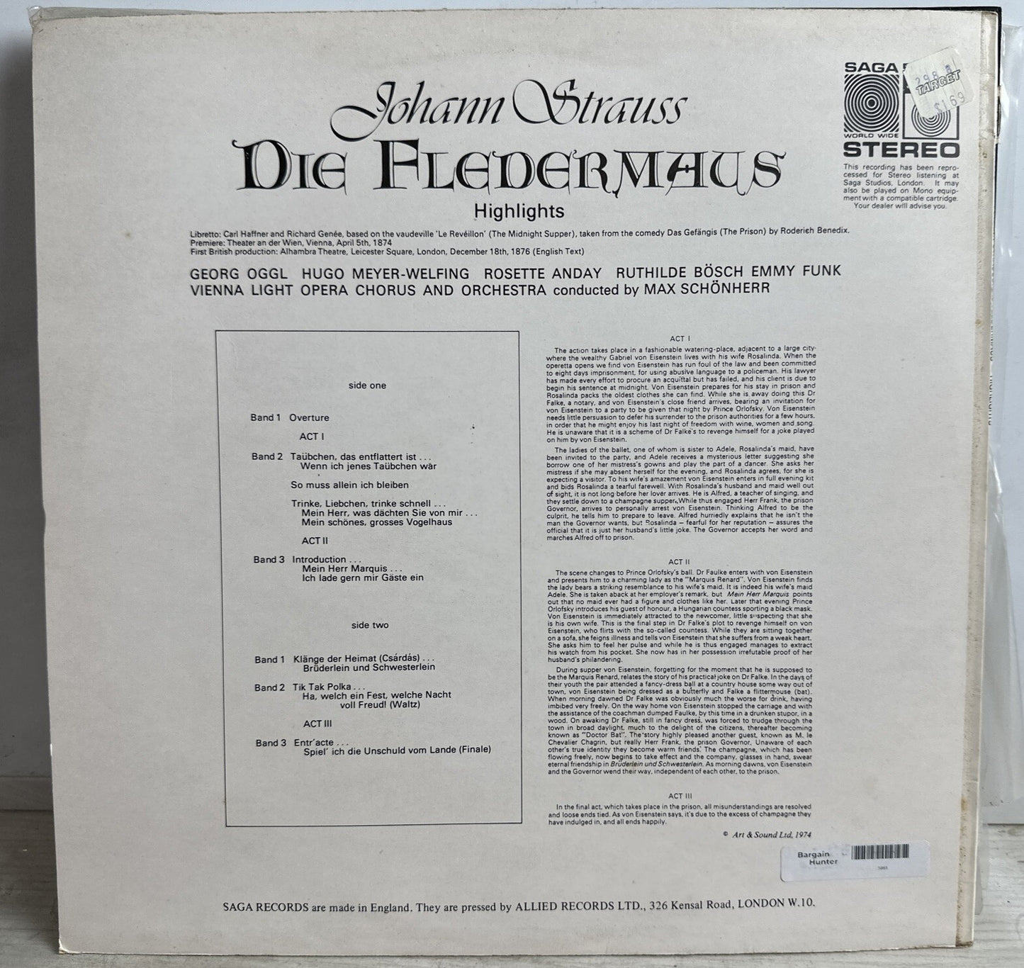 JOHANN STRAUSS - Die Fledermaus - 12" Vinyl Record 3861