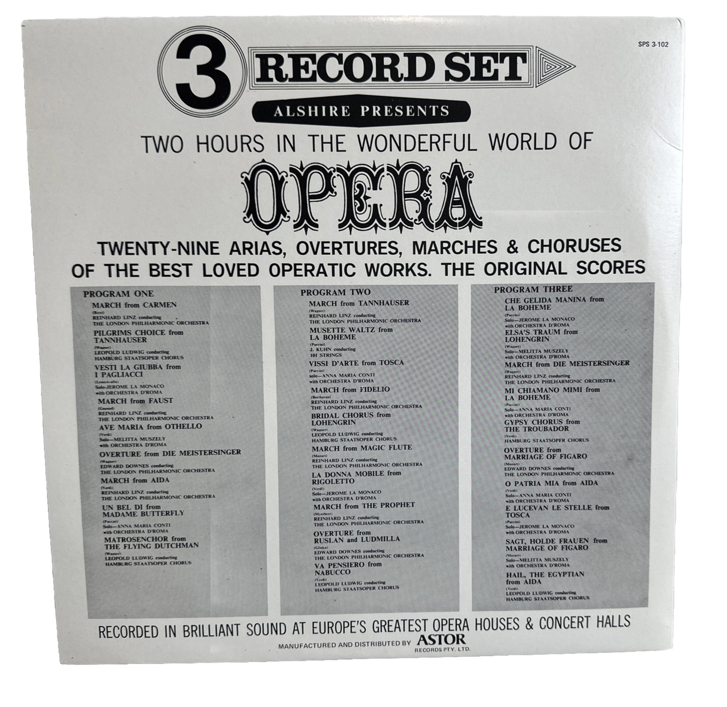 Two Hours In The Wonderful World Of Opera 3 - 12" Vinyl Record 4026