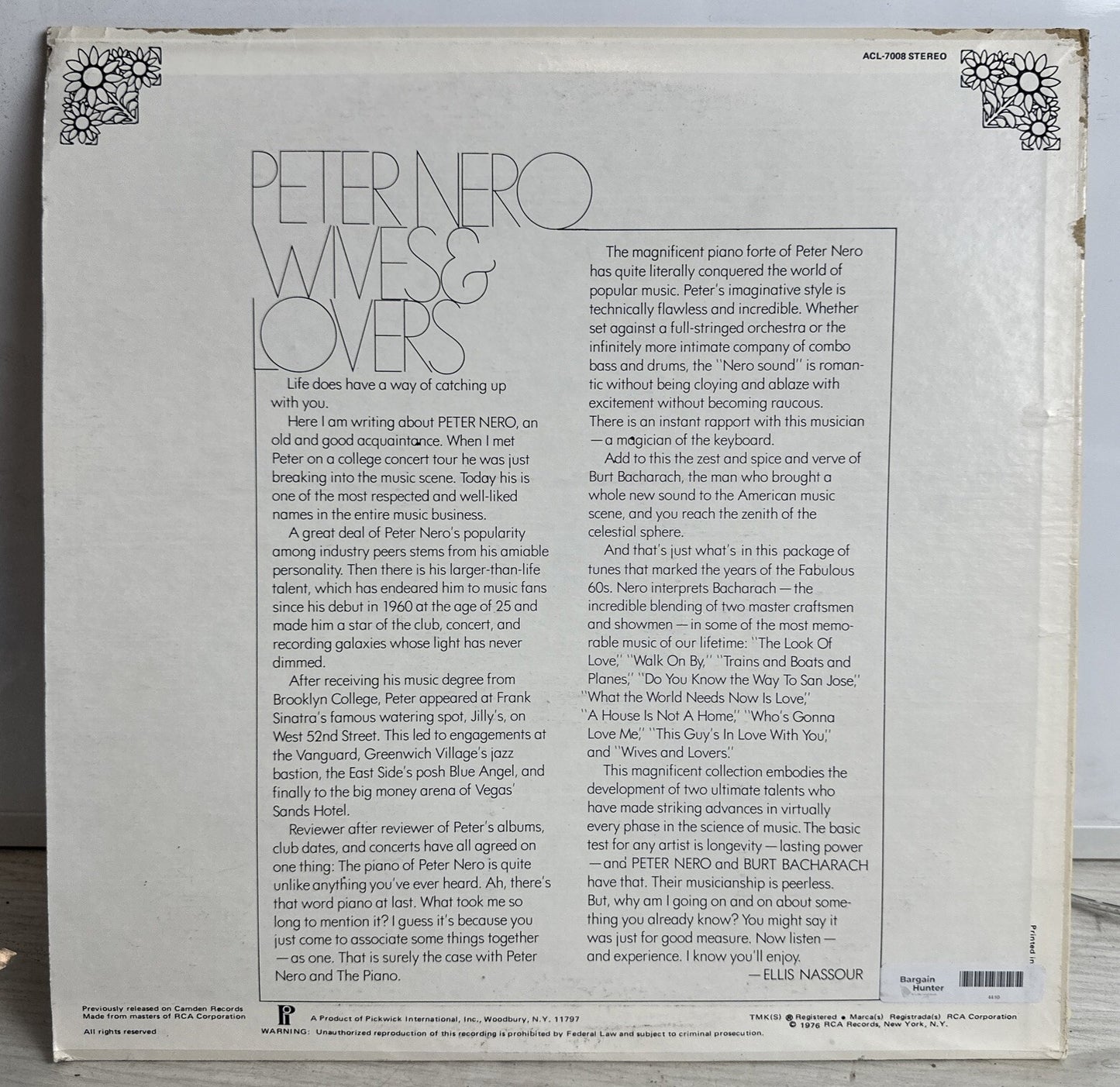 Peter Nero - Wives & Lovers - 12" Record 4410