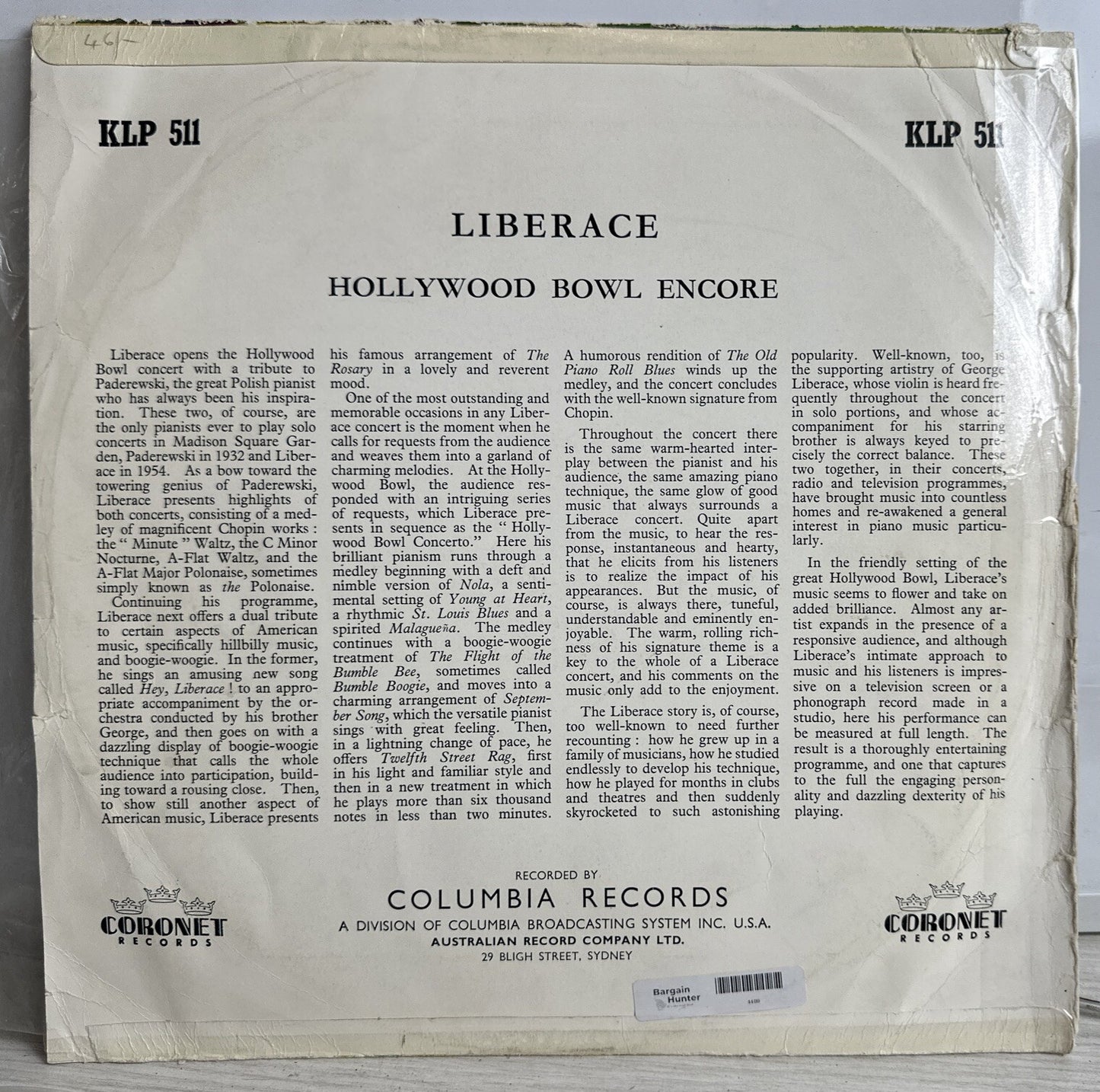 Liberace - Hollywood Bowl Encore - 12" Record 4489