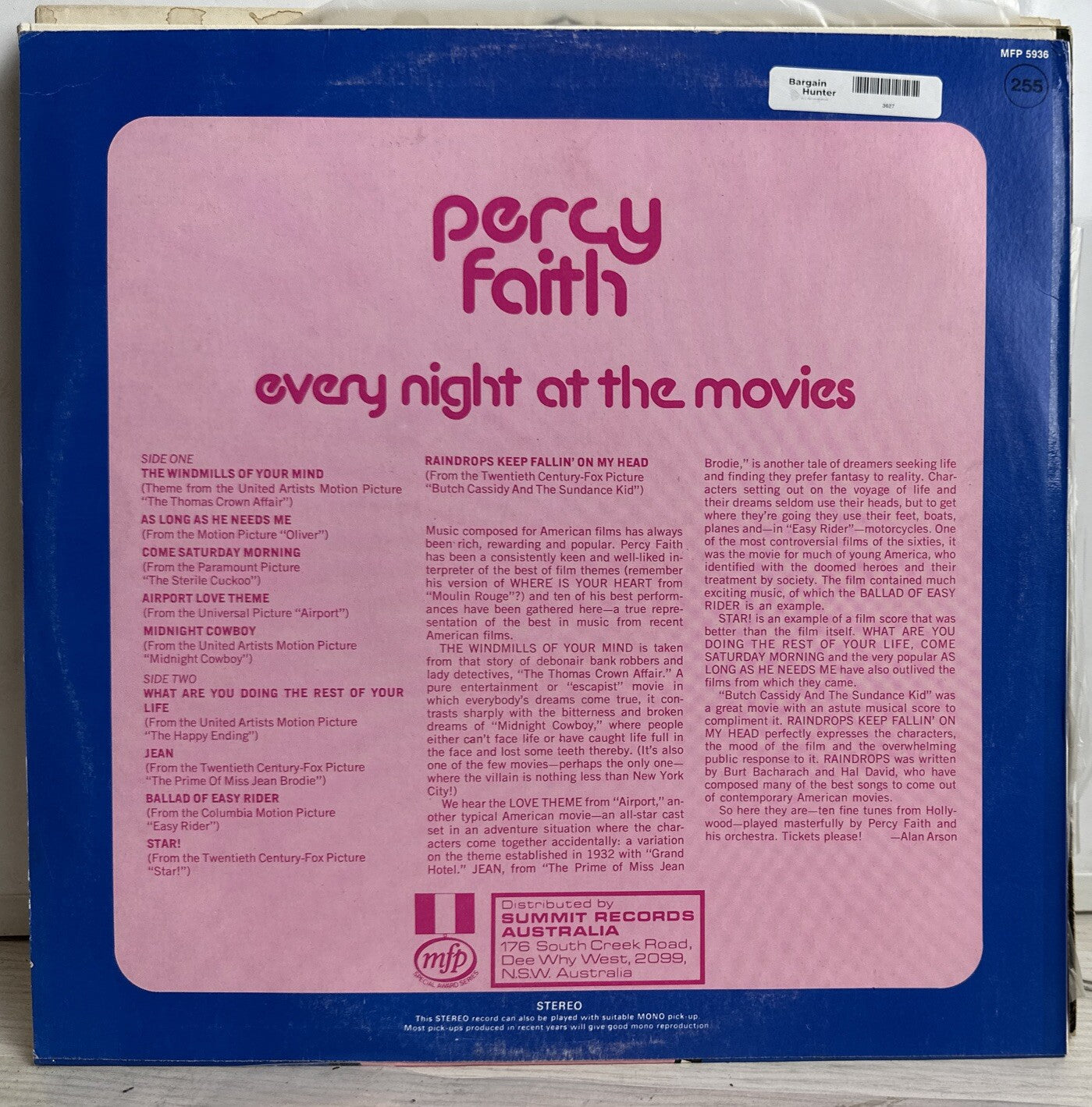 Percy Faith - Every Night At The Movies - 12" Vinyl Record 3627