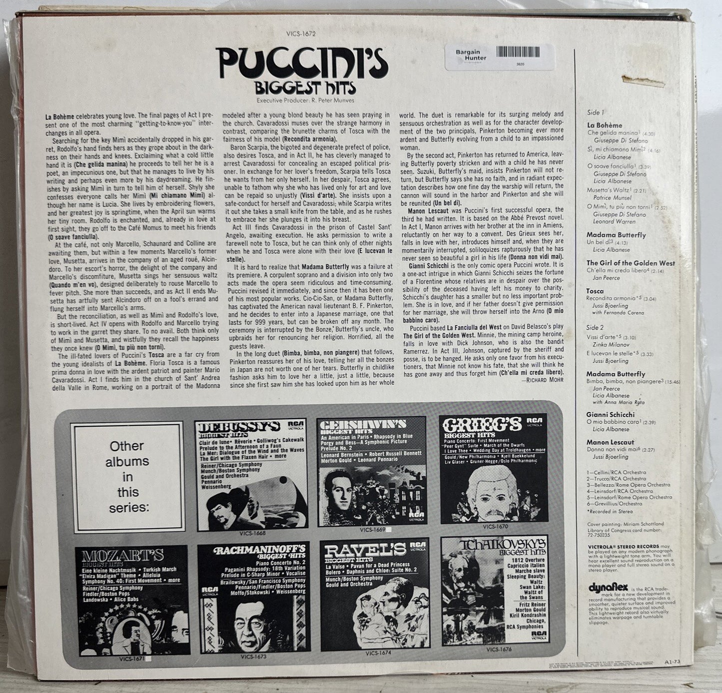 Puccini's Biggest Hits - VICS 1672  - 12" Vinyl Record 3620