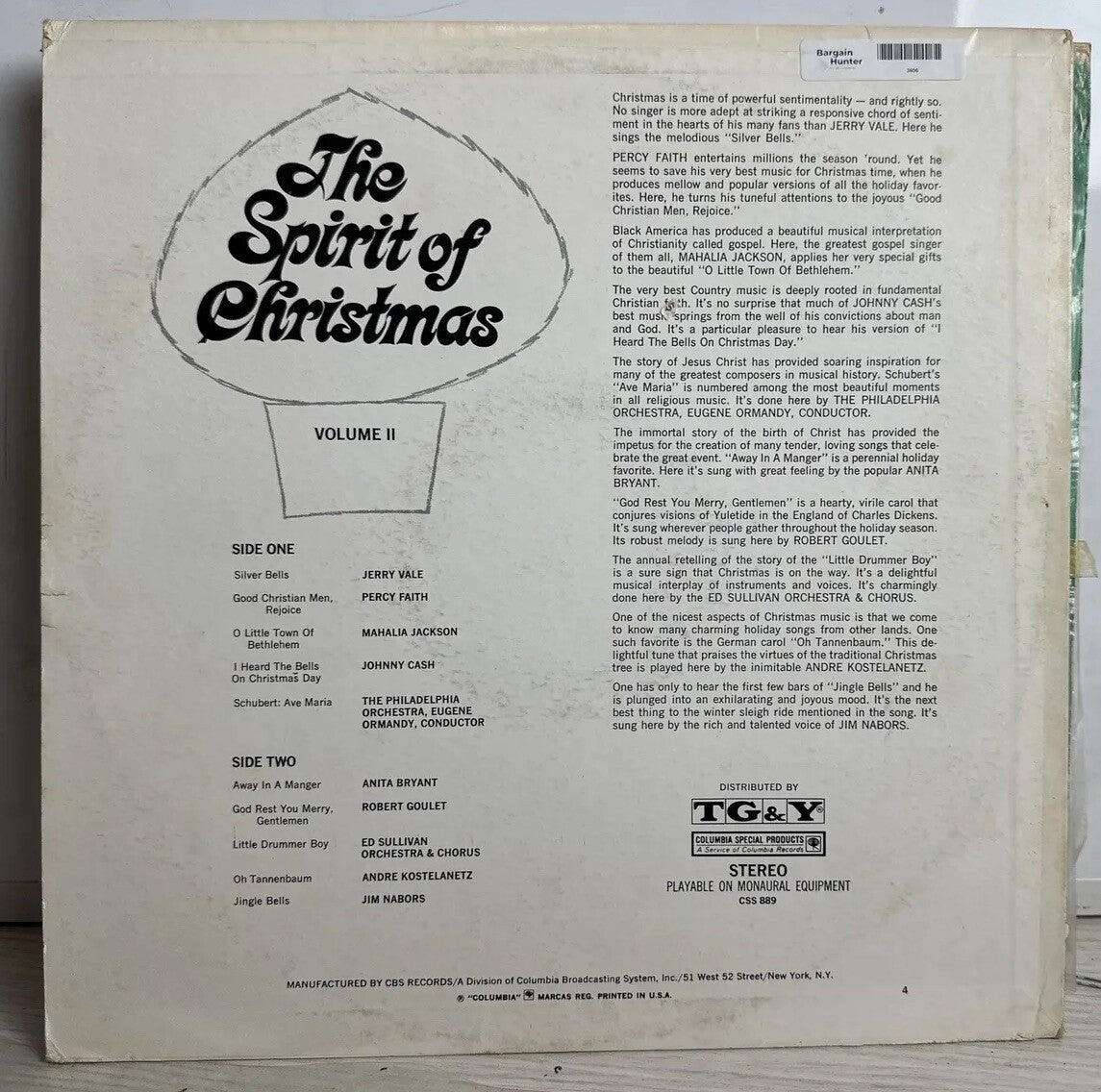 The Spirit Of Christmas Volume 2 - 12" Vinyl Record 3606