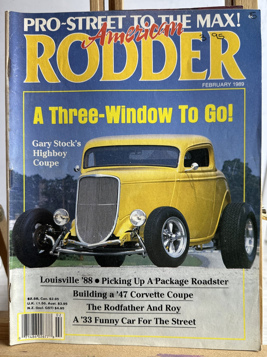American Rodder Magazine February 1989 In Good Condition