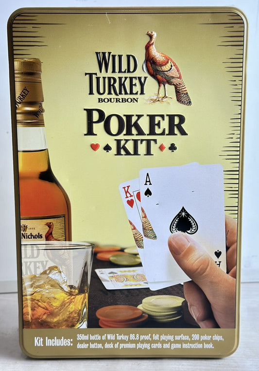 Wild Turkey Bourbon Poker Game Set with Metal Tin for Man Cave Pre-Loved 4905