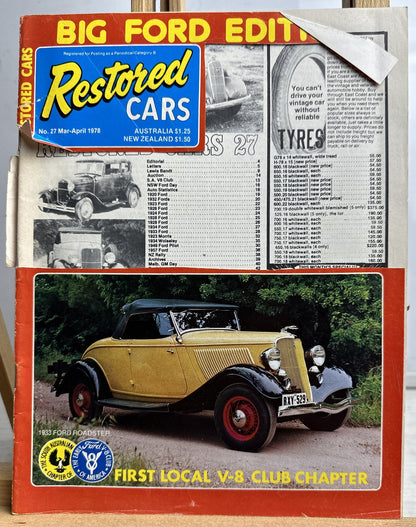 Restored Cars Vintage Magazine No.27 March / April 1978 Missing Front Cover