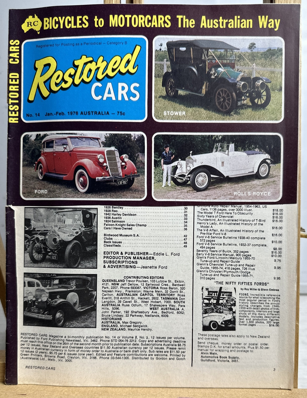 Restored Cars Vintage Magazine No.14 January / February 1976 Missing Front Cover