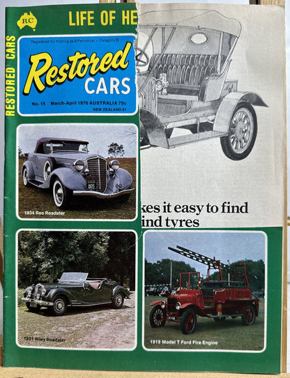 Restored Cars Vintage Magazine No.15 March / April 1976 Missing Front Cover
