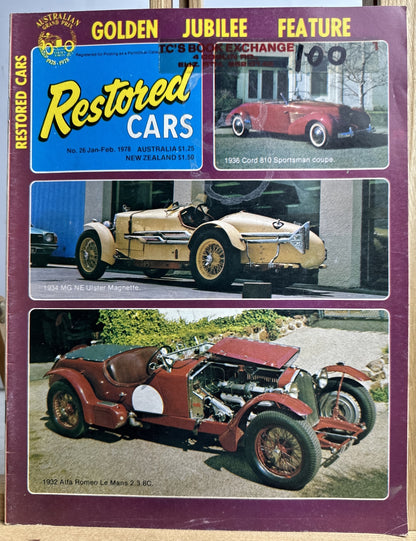 Restored Cars Vintage Magazine No.26 January / February 1978 In Ok Condition