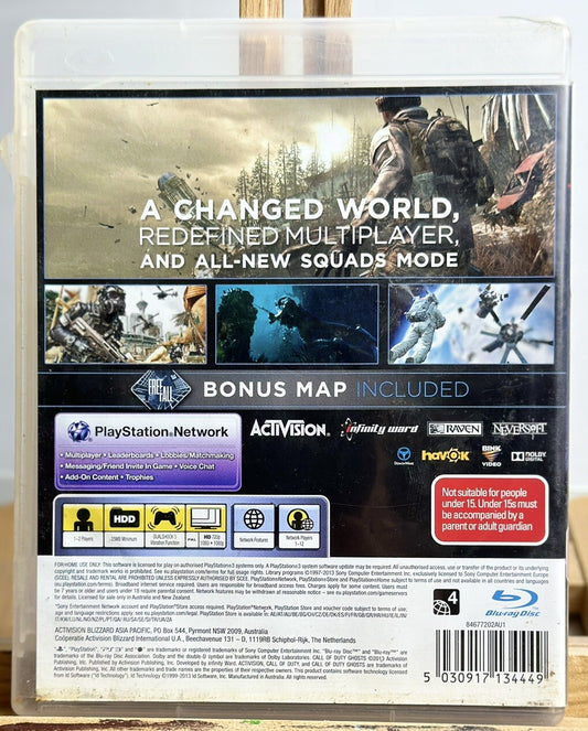 Call of Duty Ghosts - Playstation 3 PS3 Video Game MA15+ In Good Condition 5528