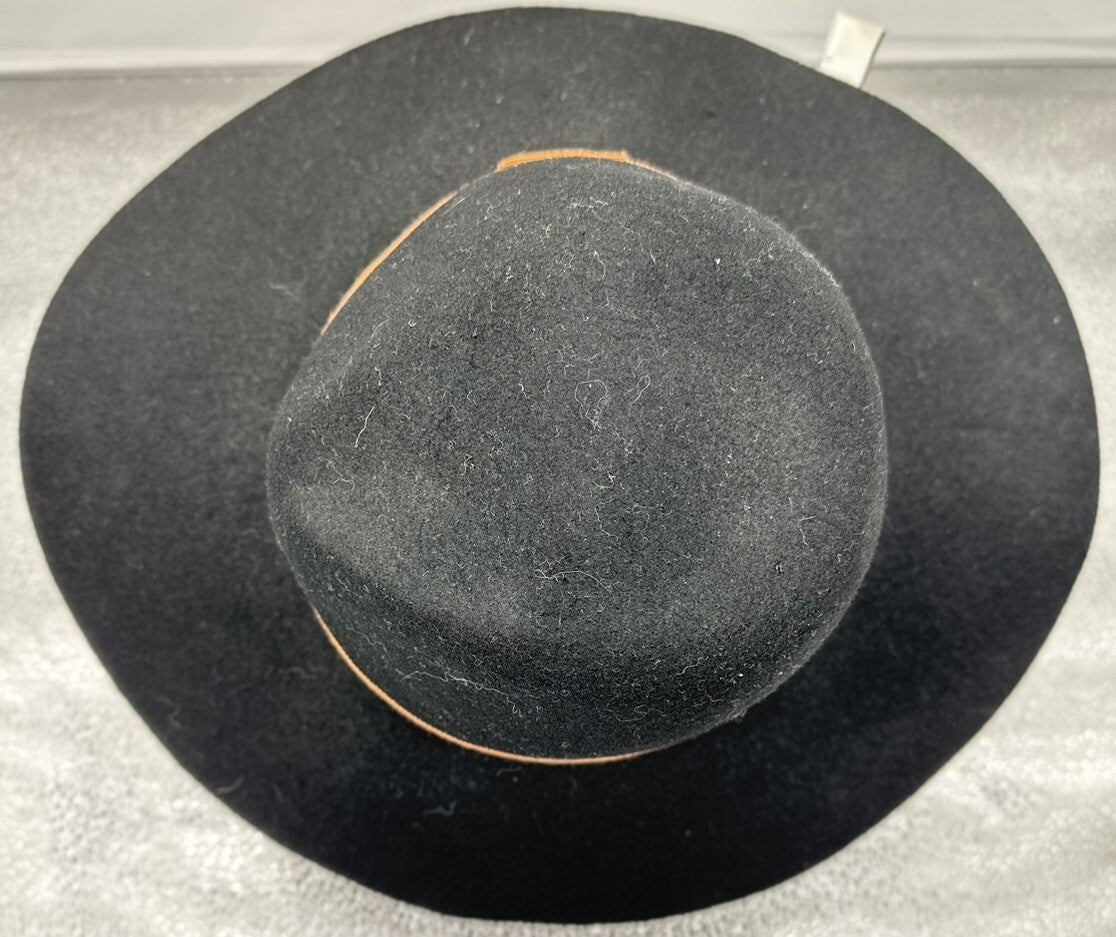 MIMCO Black One Size fit most 100% Wool Brim Metal Logo Fedora Hat In Good Codn